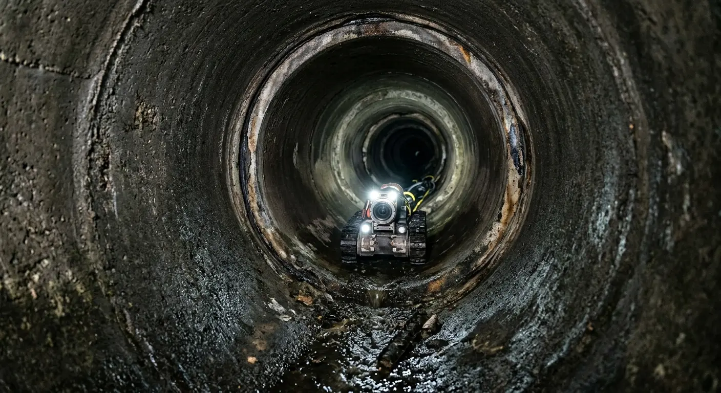 Robotic sewer camera inspecting pipe interior for Sewer Line Cleaning in Clarksville